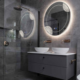 Specchio LED Rotondo | Pulsanti touch | Funzione anti-appannamento | Luce bianca neutra - Reyze Serie Good Vibes Modello 7